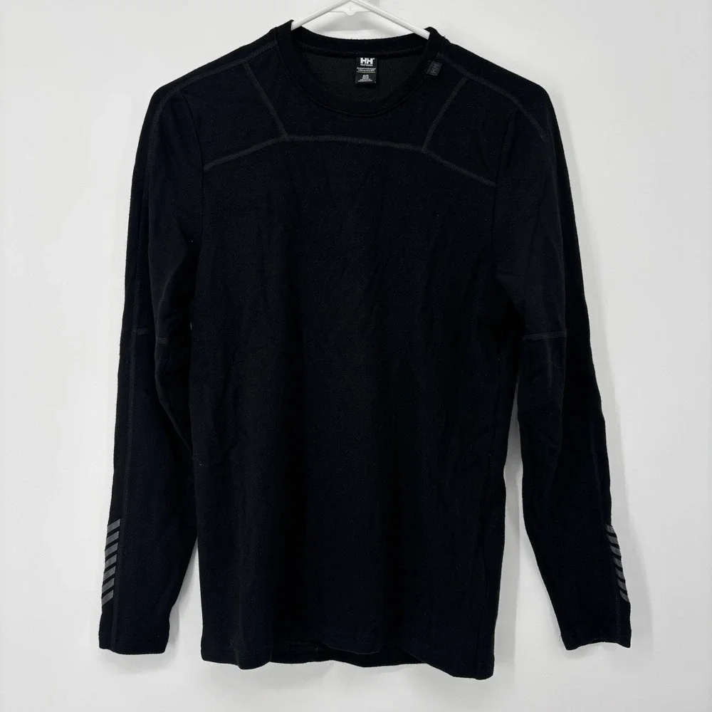 Helly Hansen‎ Lifa Merino Wool Crew Neck Mens Small Base Layer Shirt Black